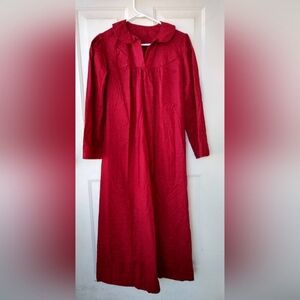 Handmade Long Sleeve Dress Maxi Sailor Collar Vintage Red Black Small Medium